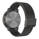 Stainless steel mesh strap watch, Chrono Miles, brushed metal back view, clasp detail