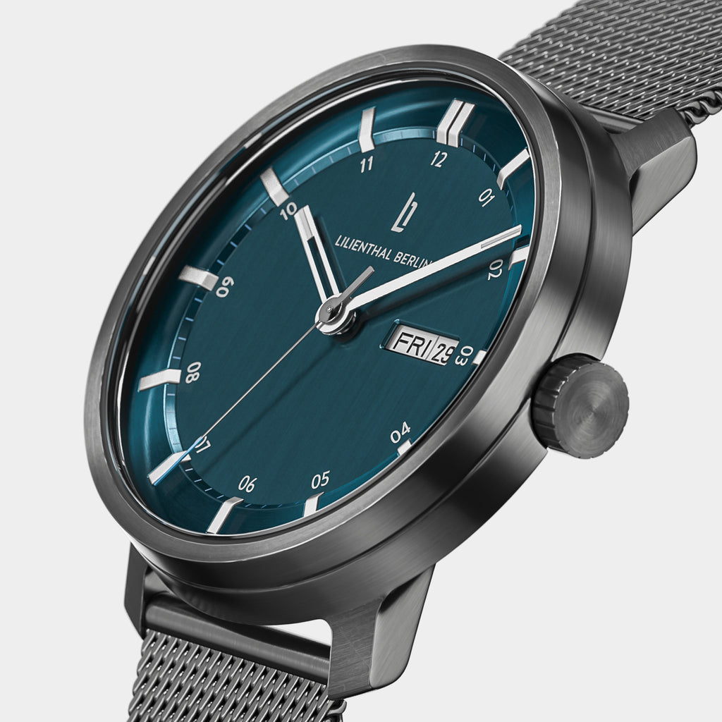 Neolux Day Date – Dark Silver Blue