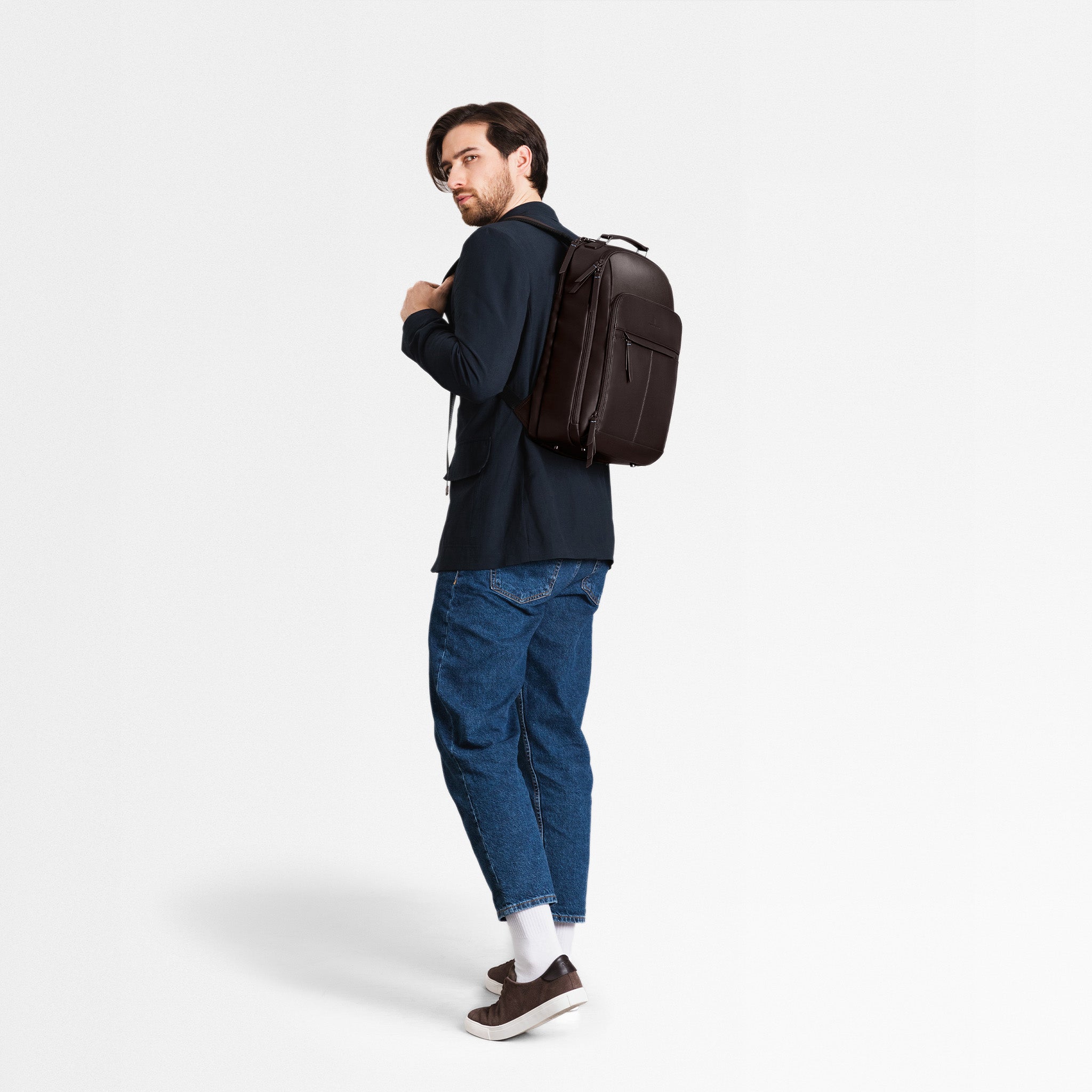 Essential Backpack Cactus Leather Dark Brown - Lilienthal Berlin