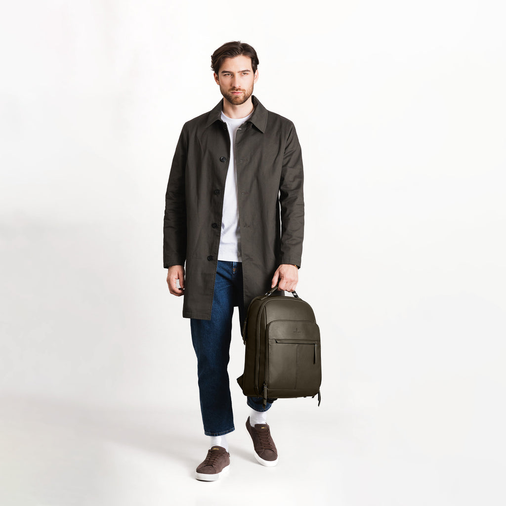 Essential Backpack Cactus Leather Khaki - Lilienthal Berlin