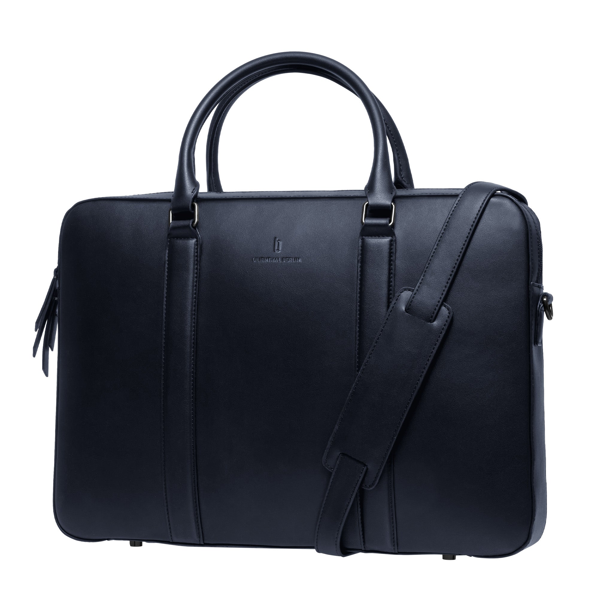 Classic Briefcase Cactus Leather Navy Blue - Lilienthal Berlin